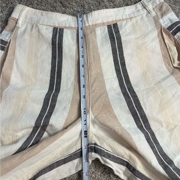 Anthropologie Shorebound Cropped Linen Wide-Leg Pants Medium tan cream striped - Picture 8 of 11